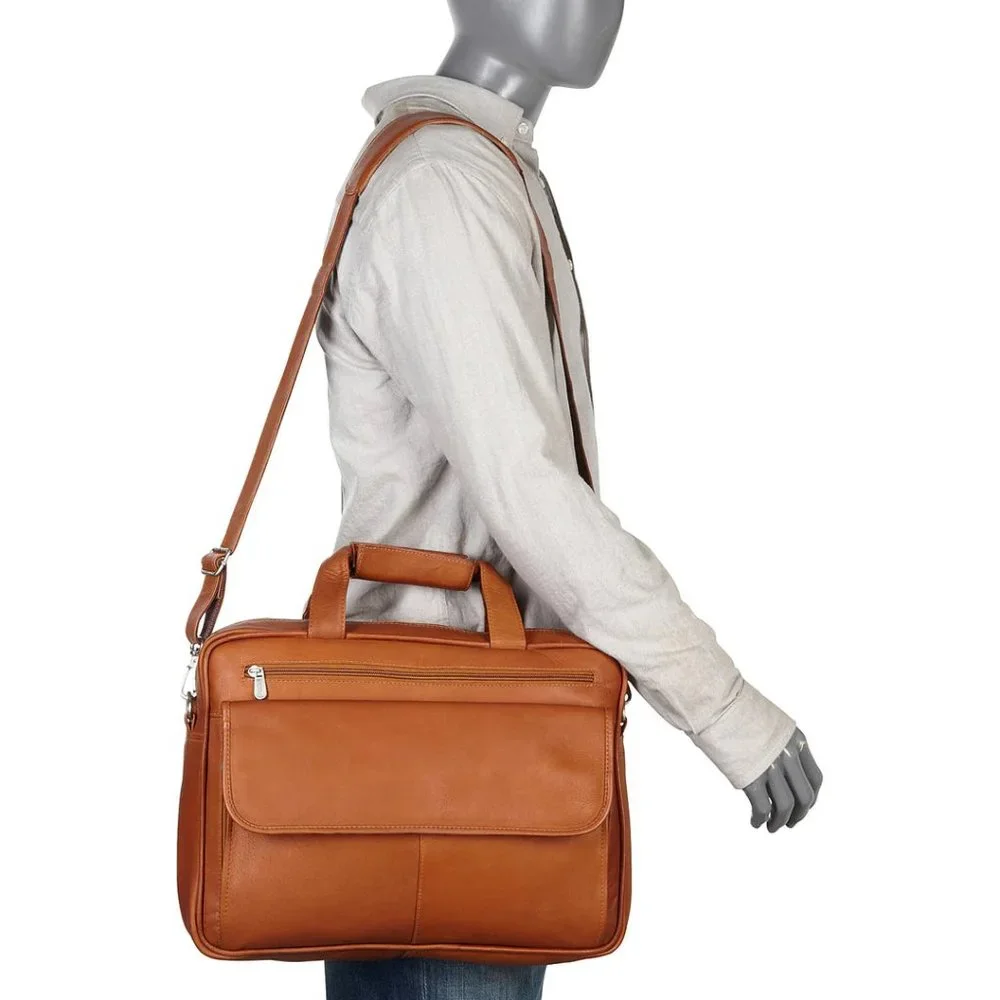 Piel Leather Slim Top-Zip Laptop Briefcase 3002